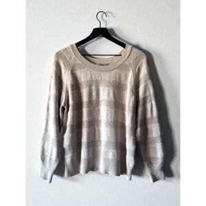 MM LaFleur Neutral Knit Sweater Organic Cotton Lurex Size M